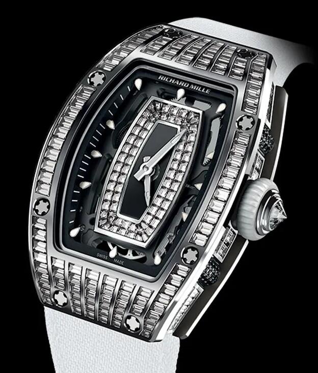 Richard Mille RM 07-01 Automatic white Gold With diamond White Rubber Replica Watch